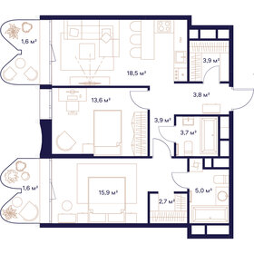 65,9 м², 2-комнатная квартира 40 225 360 ₽ - изображение 31