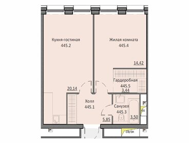 Квартира 46,6 м², 1-комнатные - изображение 1