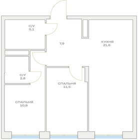 51,3 м², 2-комнатные апартаменты 9 028 800 ₽ - изображение 55