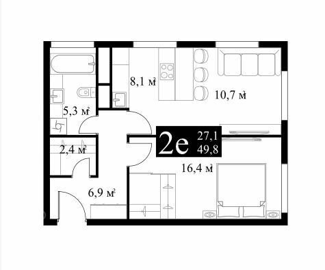 50 м², 1-комнатная квартира 28 990 000 ₽ - изображение 1