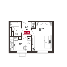 28,5 м², 1-комнатная квартира 7 749 850 ₽ - изображение 1