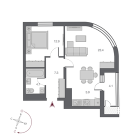 46 м², 2-комнатная квартира 8 500 000 ₽ - изображение 55