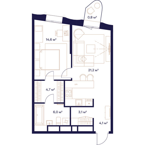 54,5 м², 1-комнатная квартира 25 815 000 ₽ - изображение 51