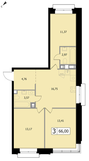 66 м², 3-комнатная квартира 12 045 000 ₽ - изображение 45