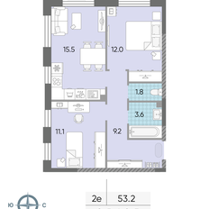 Квартира 53,2 м², 2-комнатная - изображение 2