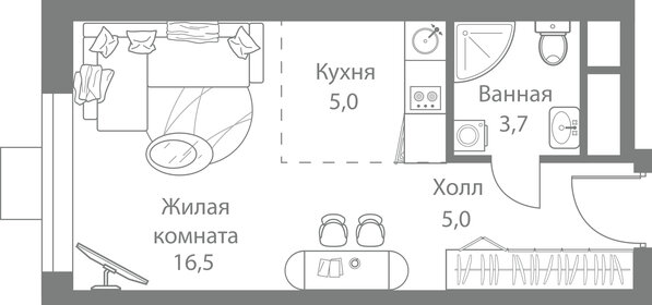 19,6 м², квартира-студия 6 500 000 ₽ - изображение 126