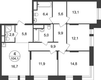 Квартира 104,1 м², 4-комнатная - изображение 1
