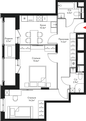 61,9 м², 2-комнатная квартира 23 544 904 ₽ - изображение 19