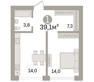 Квартира 39,1 м², 1-комнатная - изображение 1