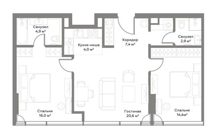 Квартира 70,2 м², 2-комнатная - изображение 2