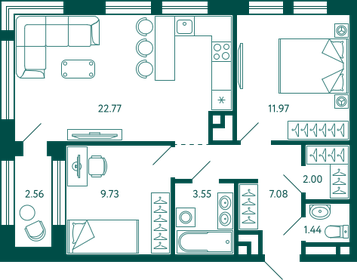 59,8 м², 2-комнатная квартира 11 158 823 ₽ - изображение 11