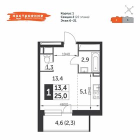 Квартира 25 м², студия - изображение 1