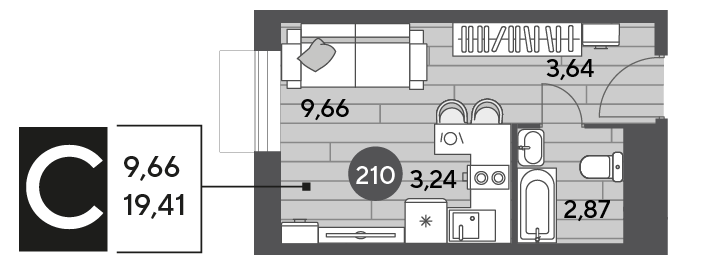 Квартира 19,4 м², студия - изображение 1