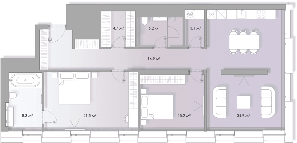 111,5 м², 2-комнатные апартаменты 82 510 000 ₽ - изображение 1