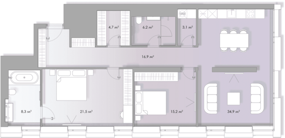 34,3 м², 1-комнатные апартаменты 10 023 638 ₽ - изображение 25