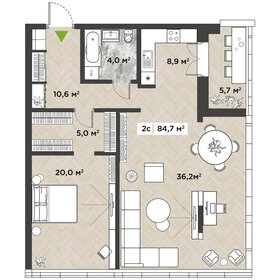 Квартира 91,2 м², 2-комнатная - изображение 1