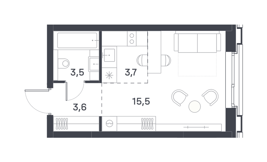 26,3 м², квартира-студия 16 159 982 ₽ - изображение 10