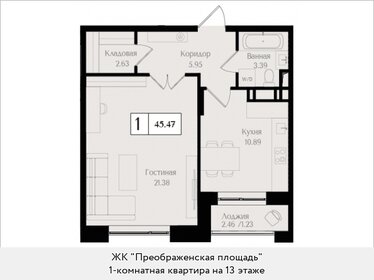 45,5 м², 1-комнатная квартира 23 727 626 ₽ - изображение 1