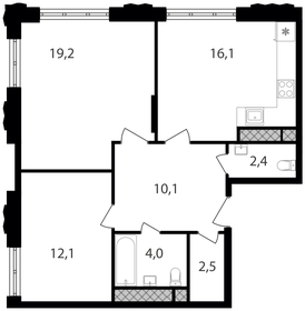 58,7 м², 2-комнатные апартаменты 13 630 140 ₽ - изображение 1