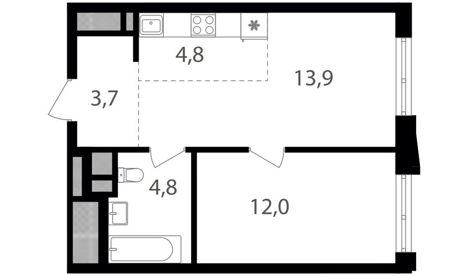 39,2 м², 2-комнатная квартира 13 649 440 ₽ - изображение 1
