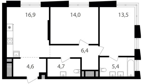 Квартира 65,5 м², 2-комнатная - изображение 1