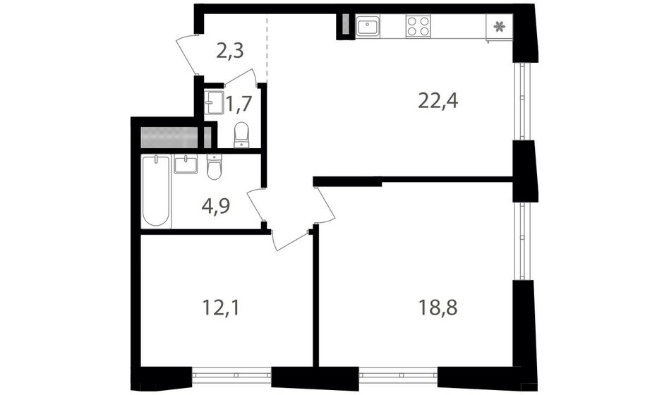 62,2 м², 2-комнатная квартира 20 799 680 ₽ - изображение 1