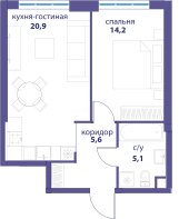 45,8 м², 1-комнатная квартира 23 843 480 ₽ - изображение 1