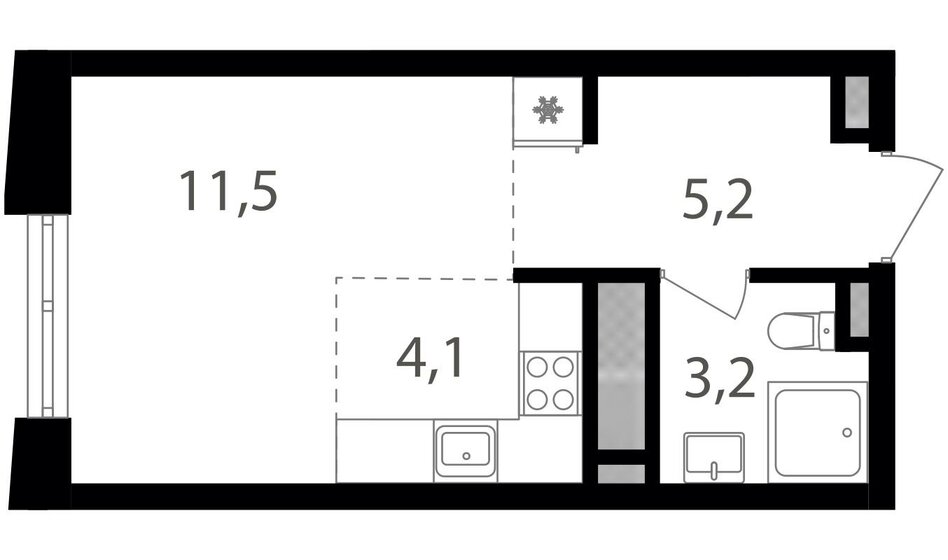 24 м², квартира-студия 9 976 800 ₽ - изображение 1