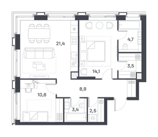 69,8 м², 2-комнатная квартира 30 725 960 ₽ - изображение 61