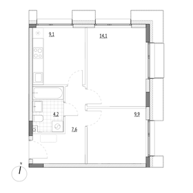 Квартира 44,9 м², 2-комнатные - изображение 2