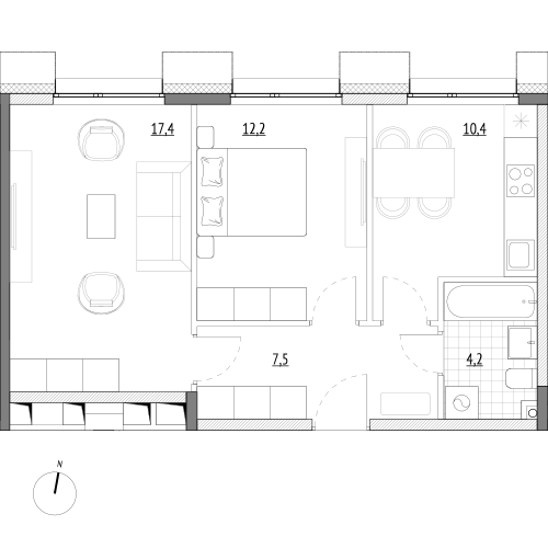 51,7 м², 2-комнатные апартаменты 8 944 100 ₽ - изображение 1
