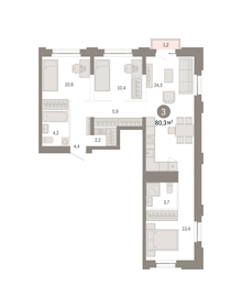 80 м², 3-комнатная квартира 24 997 000 ₽ - изображение 102