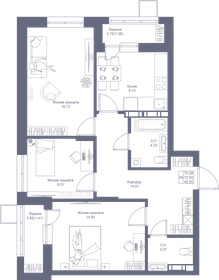 Квартира 75,3 м², 3-комнатная - изображение 1