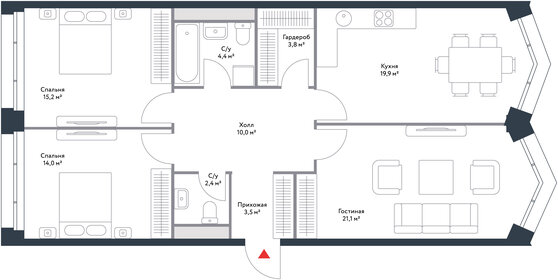 Квартира 94,5 м², 3-комнатная - изображение 1