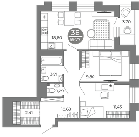 59,8 м², 3-комнатная квартира 7 907 830 ₽ - изображение 50