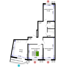 Квартира 77,9 м², 3-комнатная - изображение 1