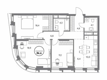 86,1 м², 3-комнатная квартира 36 000 000 ₽ - изображение 87