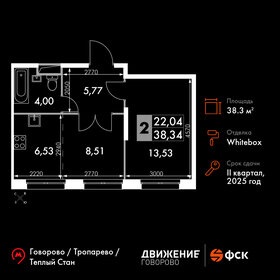 Квартира 38,3 м², 2-комнатные - изображение 1