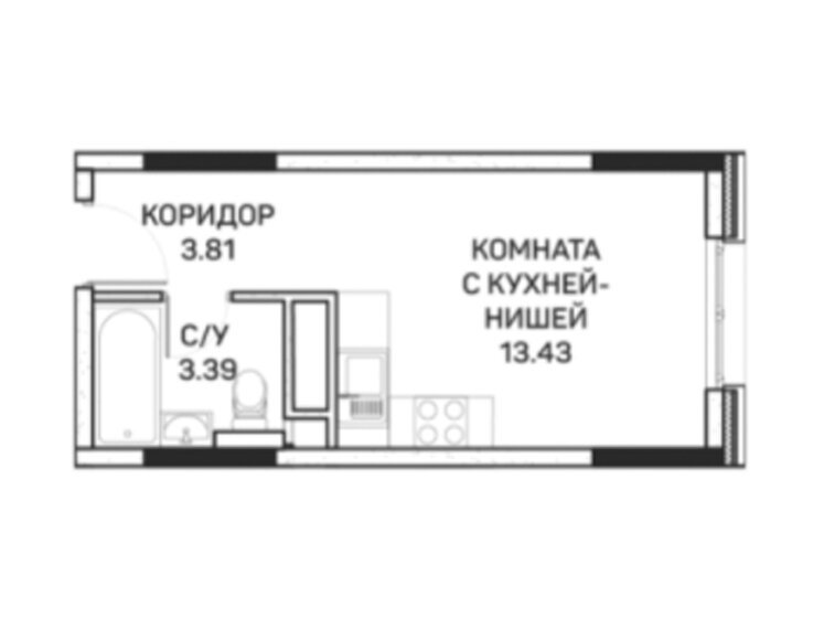 20,6 м², апартаменты-студия 5 547 360 ₽ - изображение 1