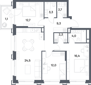 61,8 м², 1-комнатные апартаменты 93 256 200 ₽ - изображение 15
