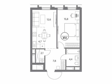 52,7 м², 1-комнатные апартаменты 19 250 000 ₽ - изображение 79