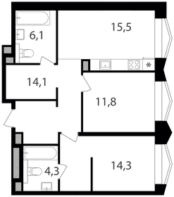 73,3 м², 2-комнатные апартаменты 32 053 600 ₽ - изображение 124