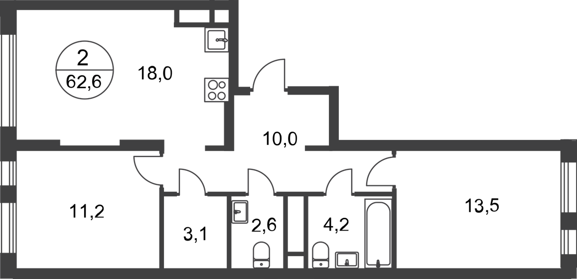 62,6 м², 2-комнатная квартира 18 057 862 ₽ - изображение 51