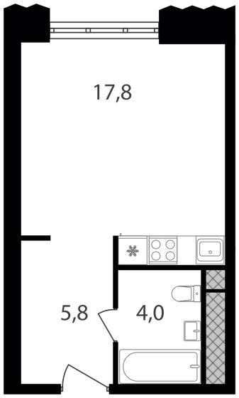 27,6 м², апартаменты-студия 7 827 360 ₽ - изображение 1
