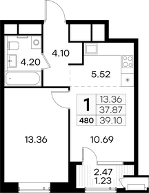 Квартира 39,1 м², 1-комнатная - изображение 1