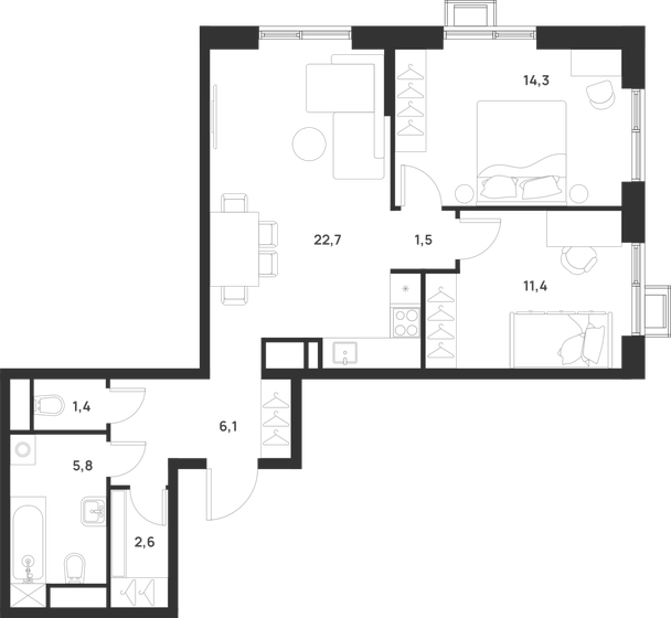 65,8 м², 2-комнатная квартира 17 450 160 ₽ - изображение 41