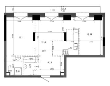 Квартира 64,6 м², 2-комнатная - изображение 1