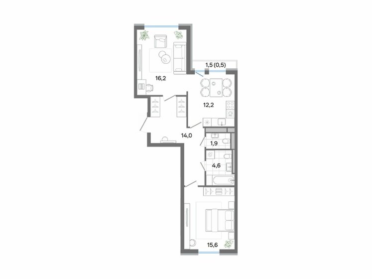 65 м², 2-комнатная квартира 11 966 003 ₽ - изображение 38