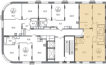 Квартира 96,8 м², 3-комнатная - изображение 2