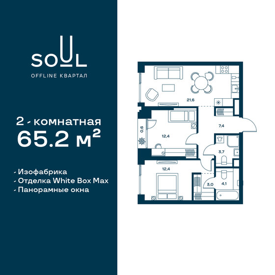 65,2 м², 2-комнатная квартира 29 548 640 ₽ - изображение 1